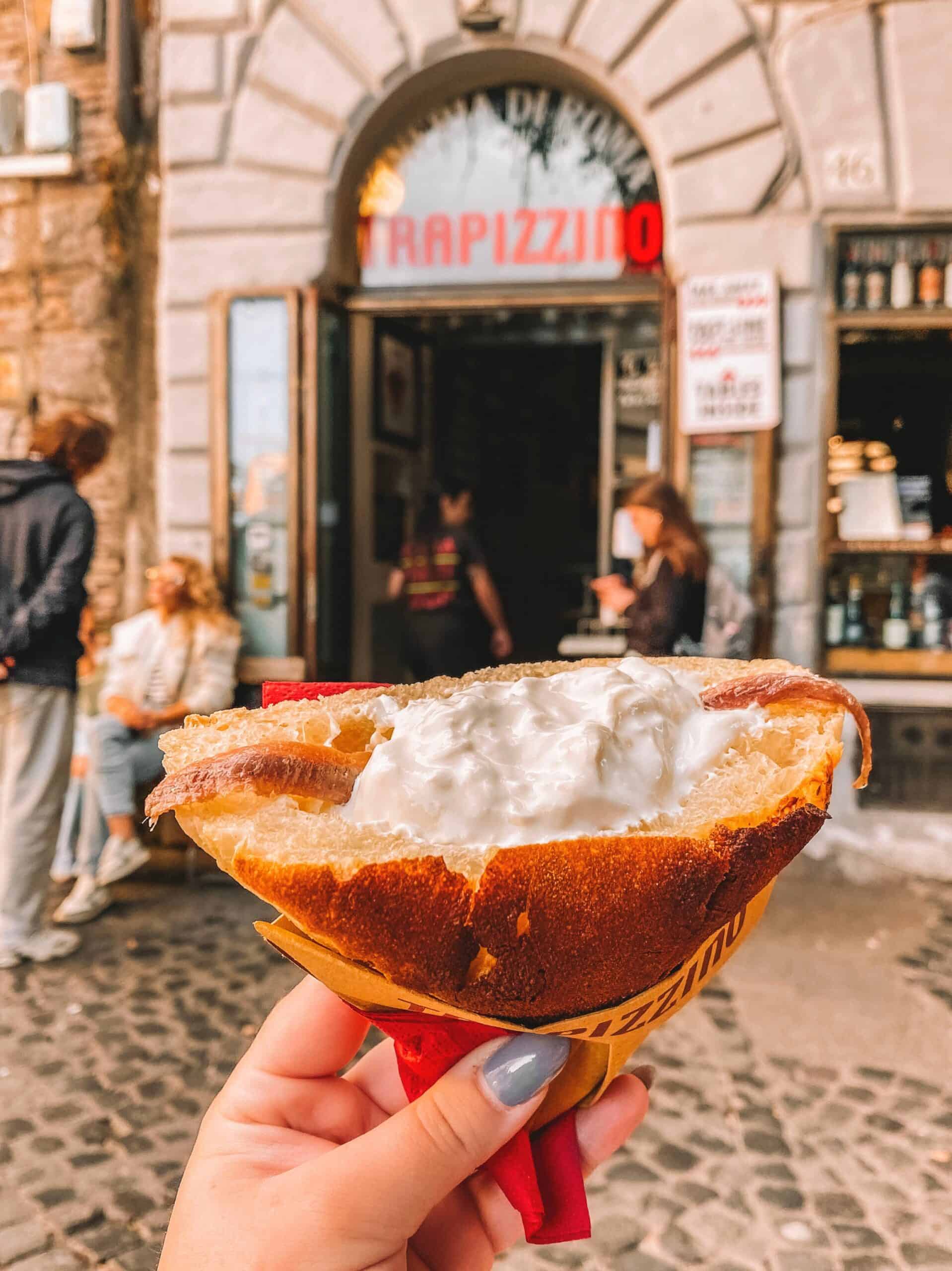 A delicious Trapizzino – one of Rome's best street foods. 
