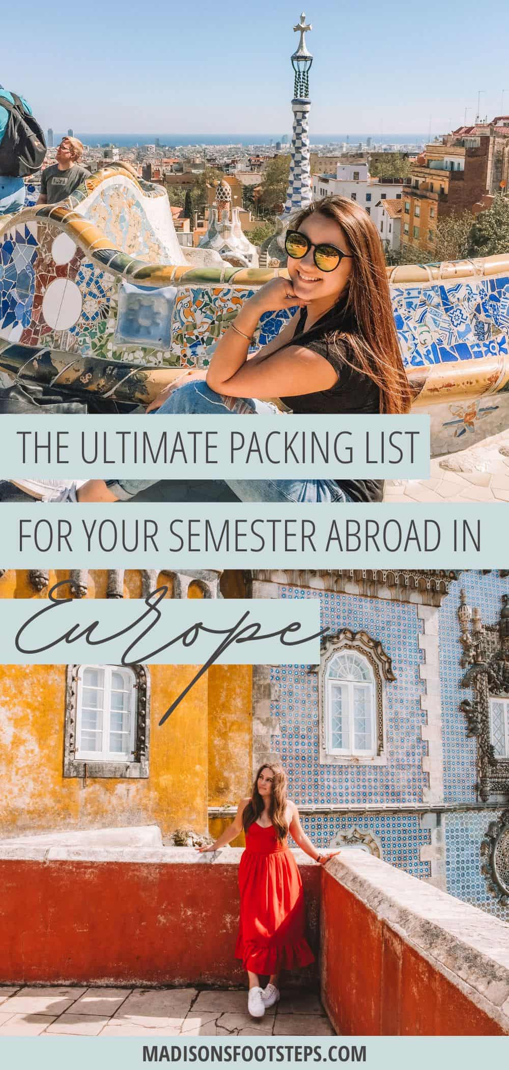 Pinterest image for what to pack when studying abroad in Europe blog post