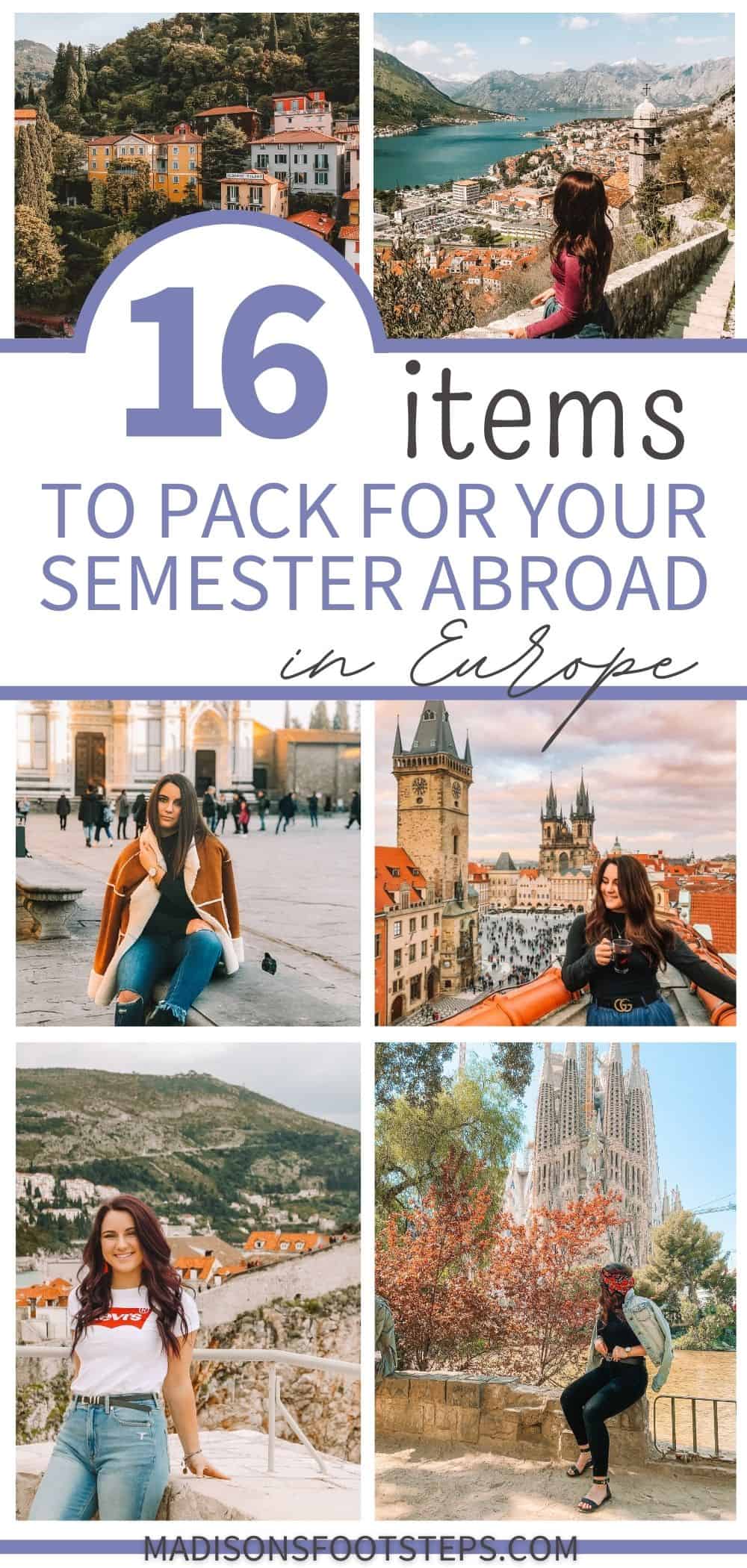 Pinterest image for what to pack when studying abroad in Europe blog post
