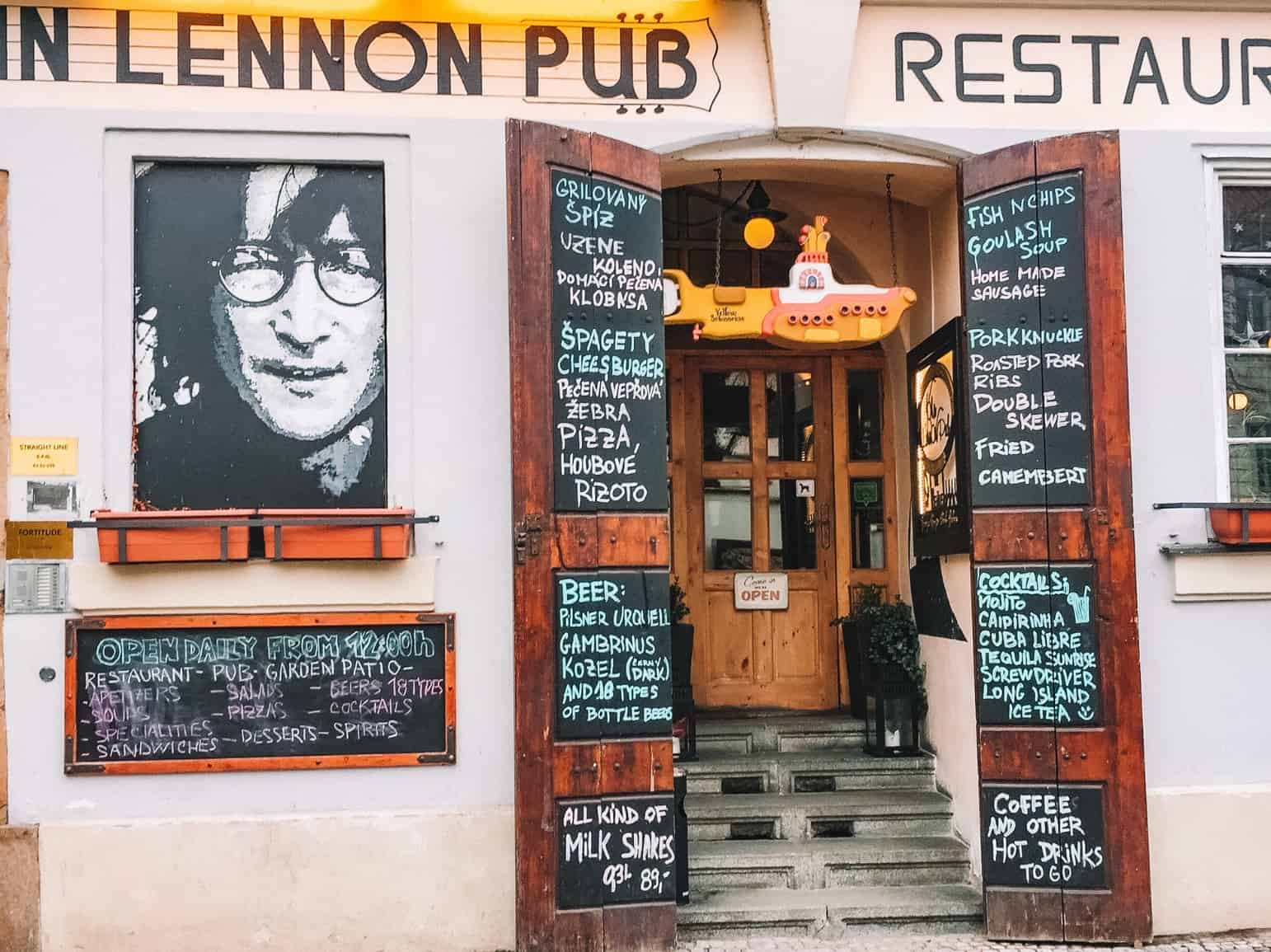The outside of the John Lennon Pub in Prague.