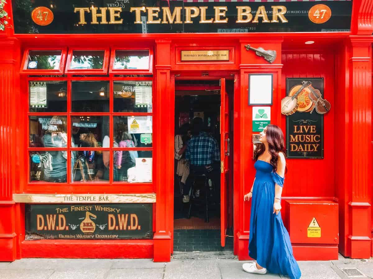 Me in front of Temple Bar. A visit to this iconic neighborhood is a must during your 4 days in Dublin. 