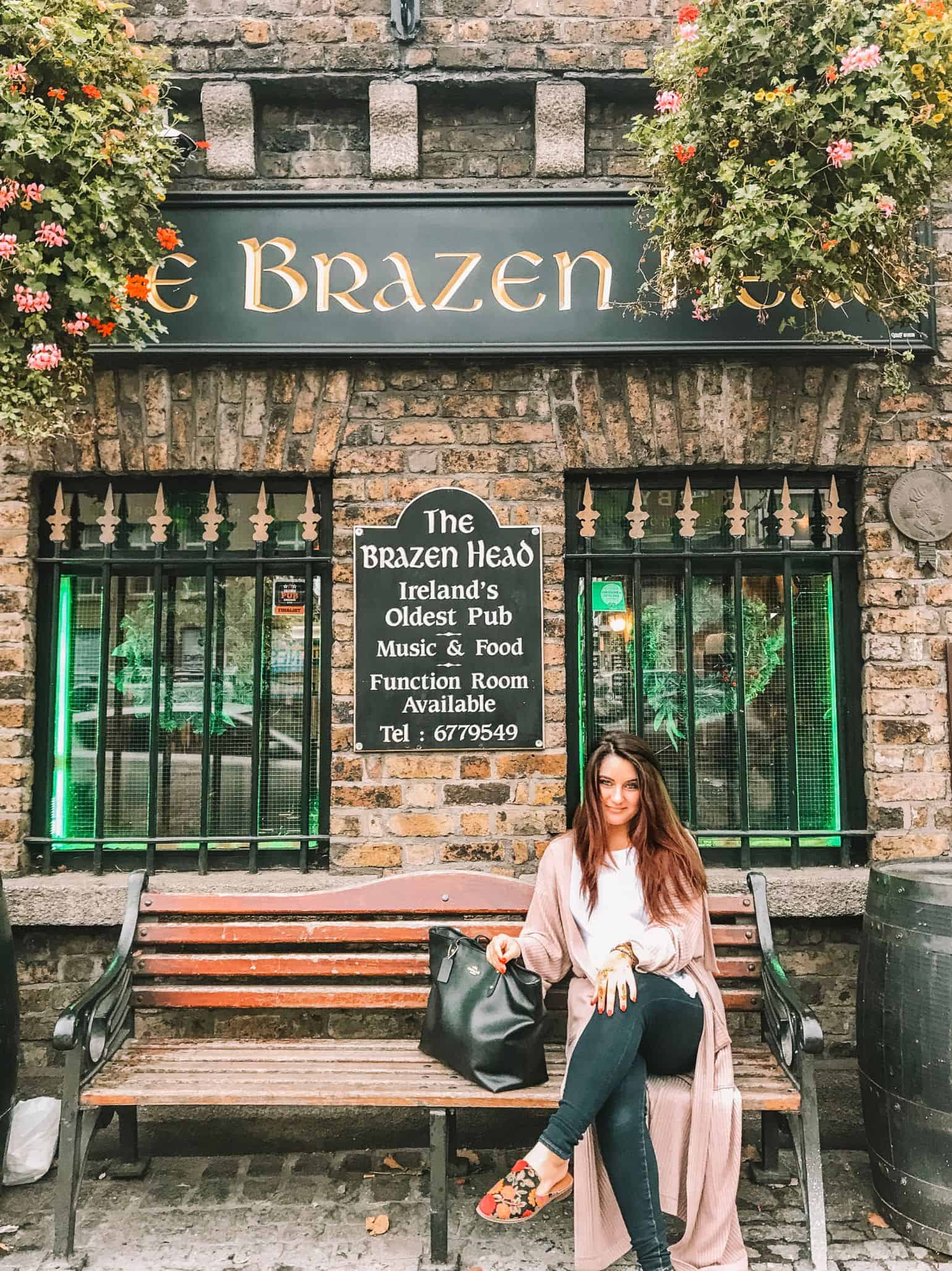 Me in front of the Brazen Head – make sure to eat here during your 4 days in Dublin. 