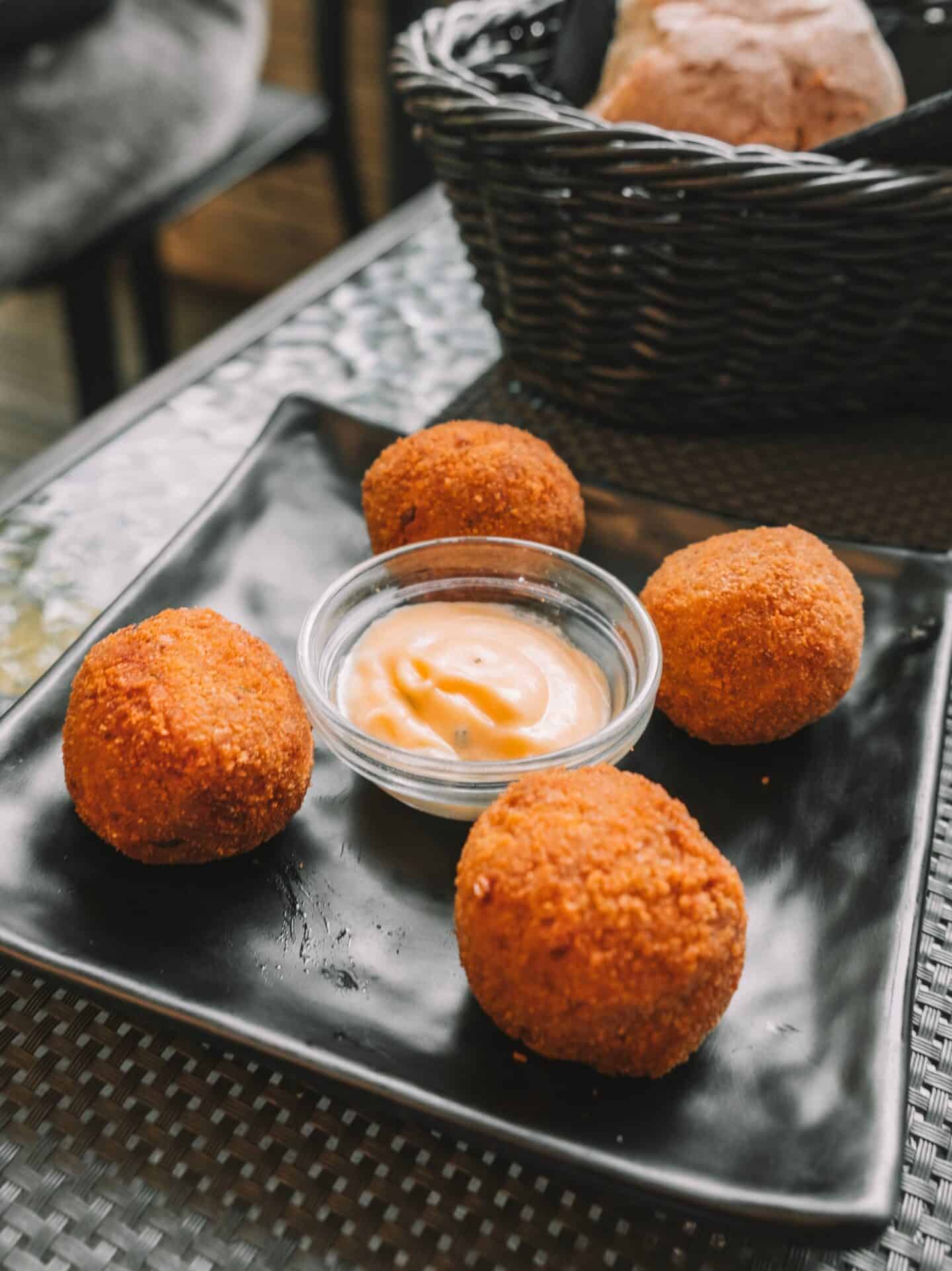 Sausage croquettes from Romaria de Baco in Sintra. 