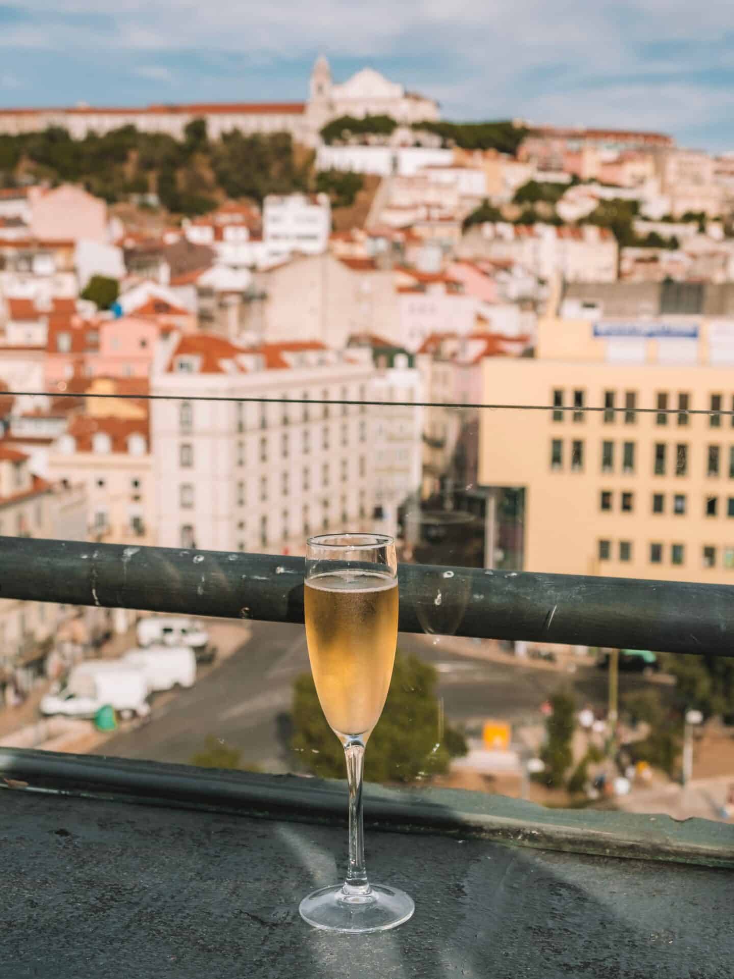 A glass of bubbly from Topo, my favorite rooftop bar to visit during 5 days in Lisbon. 