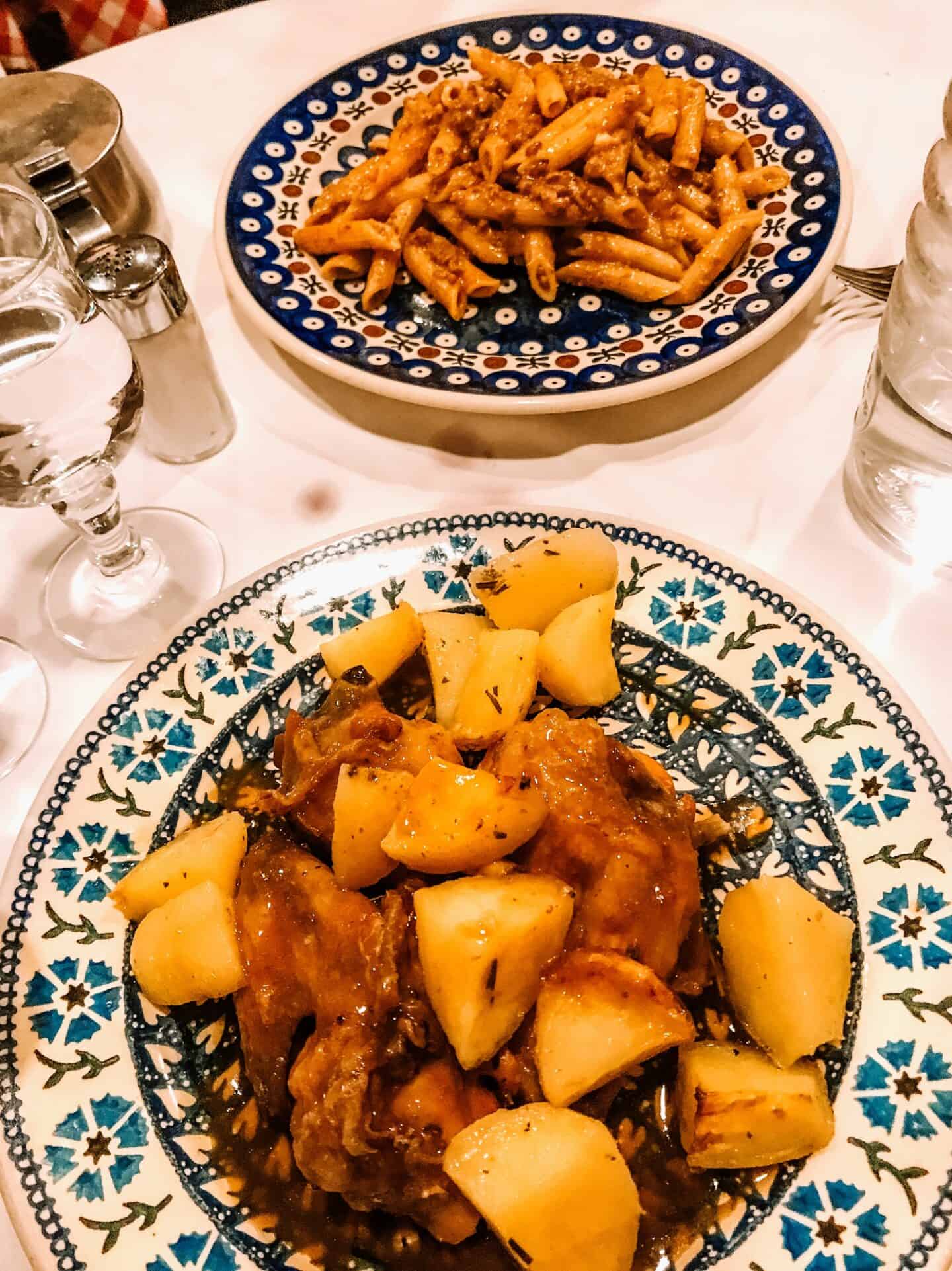 Trattoria Marione tops the list of the best places to eat in Florence – chicken and potatoes and penne with meat sauce