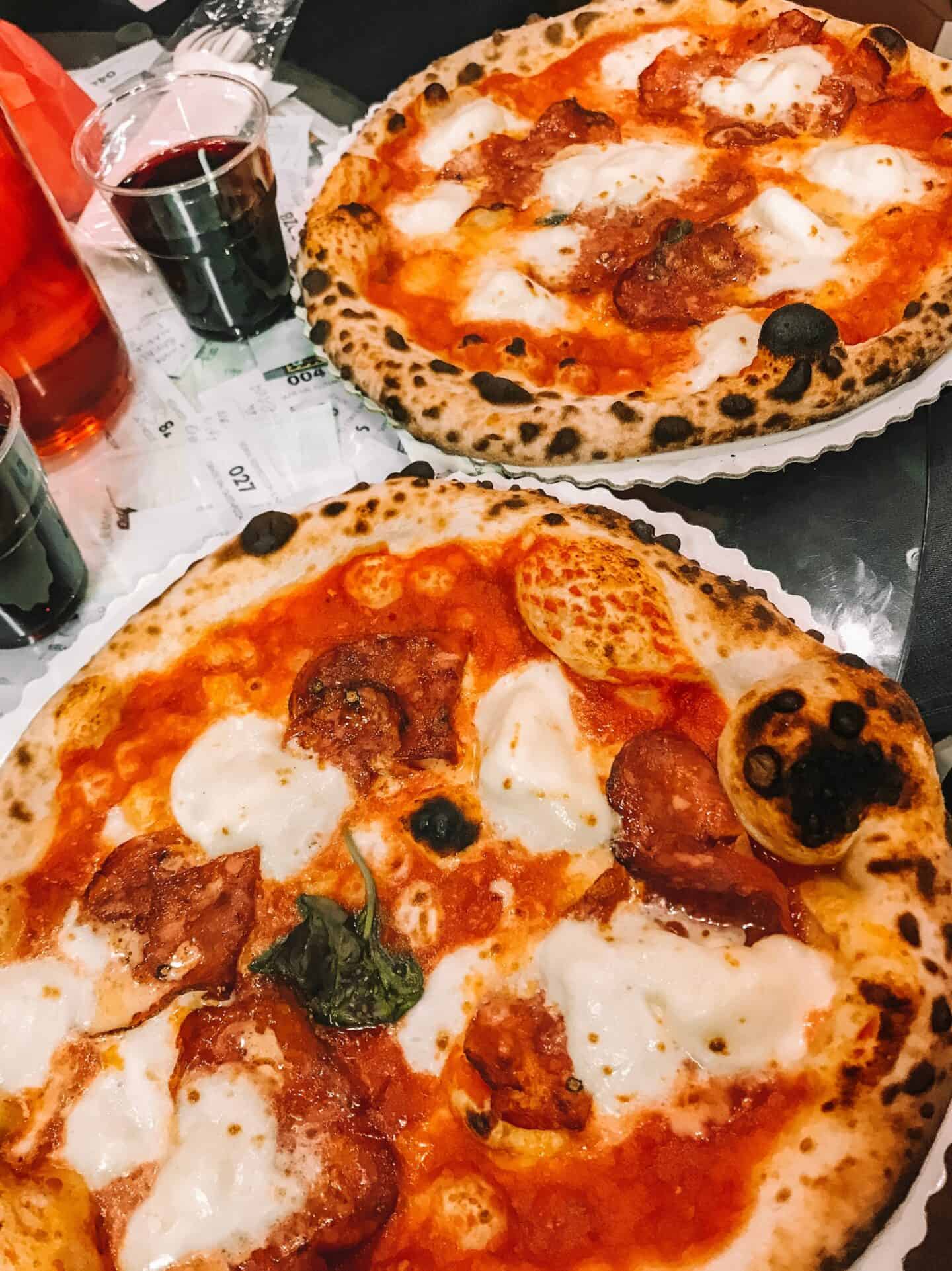 Diavola pizza from Gustapizza, one of the best places to eat pizza in Florence