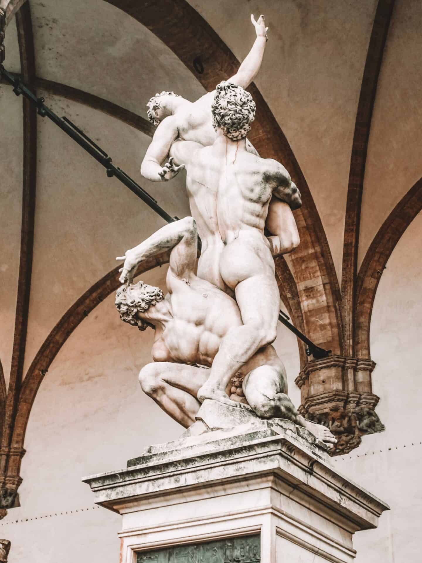 Giambologna's Rape of the Sabines statue in the Loggia dei Lanzi 