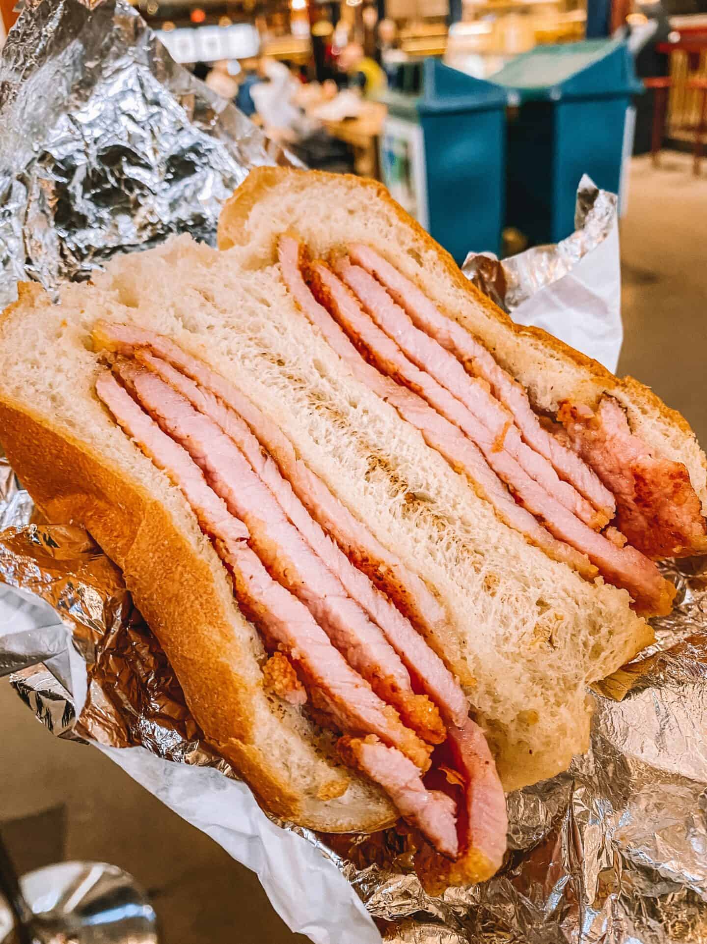 Trying peameal bacon sandwiches at the St. Lawrence Market is a must-do during your 4 day Toronto itinerary