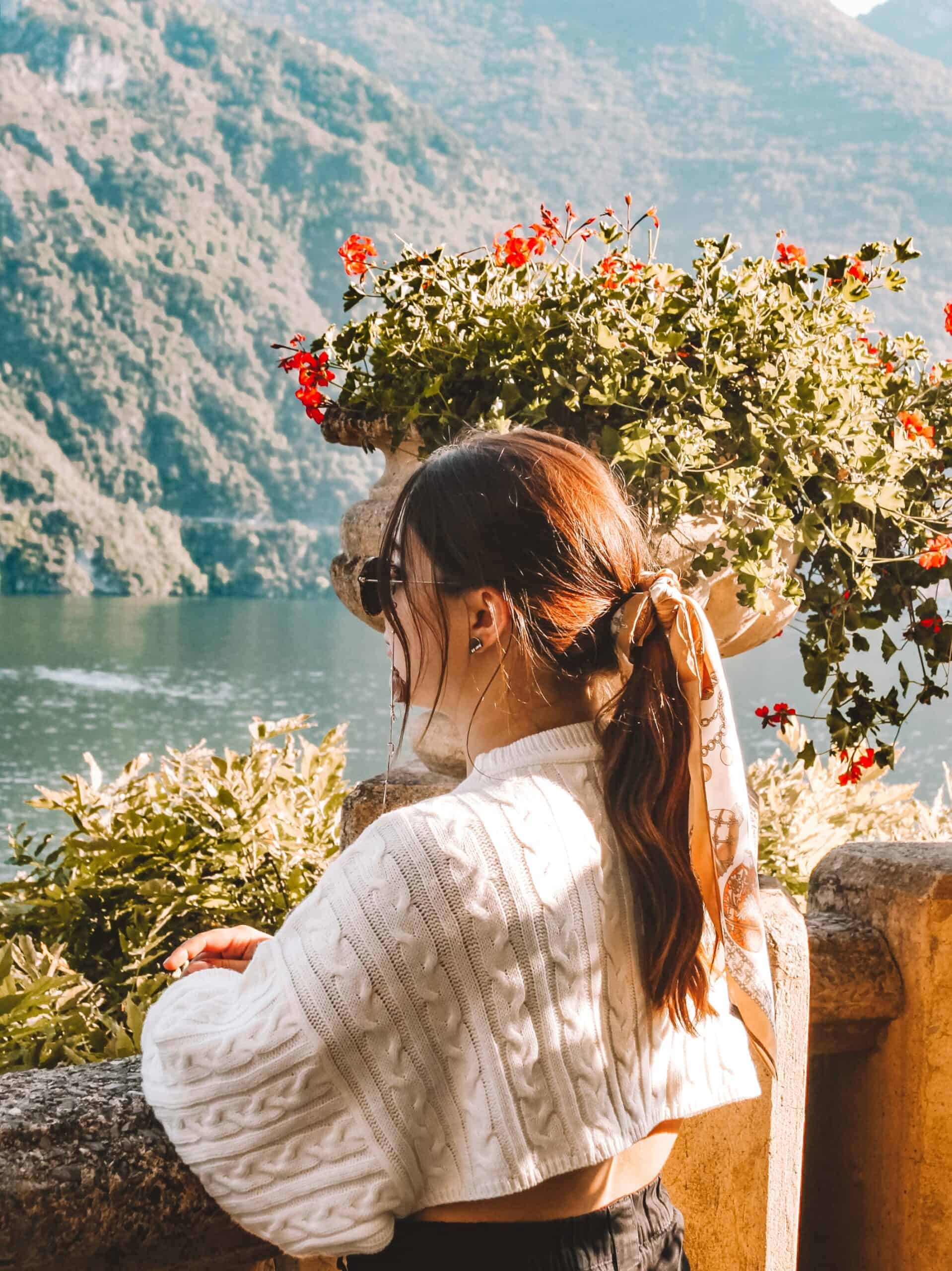Enjoying the lake views at Villa Balbianello in Lake Como in October