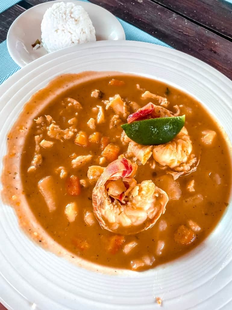 A bowl of seafood soup from Camp Bay Lodge restaurant 