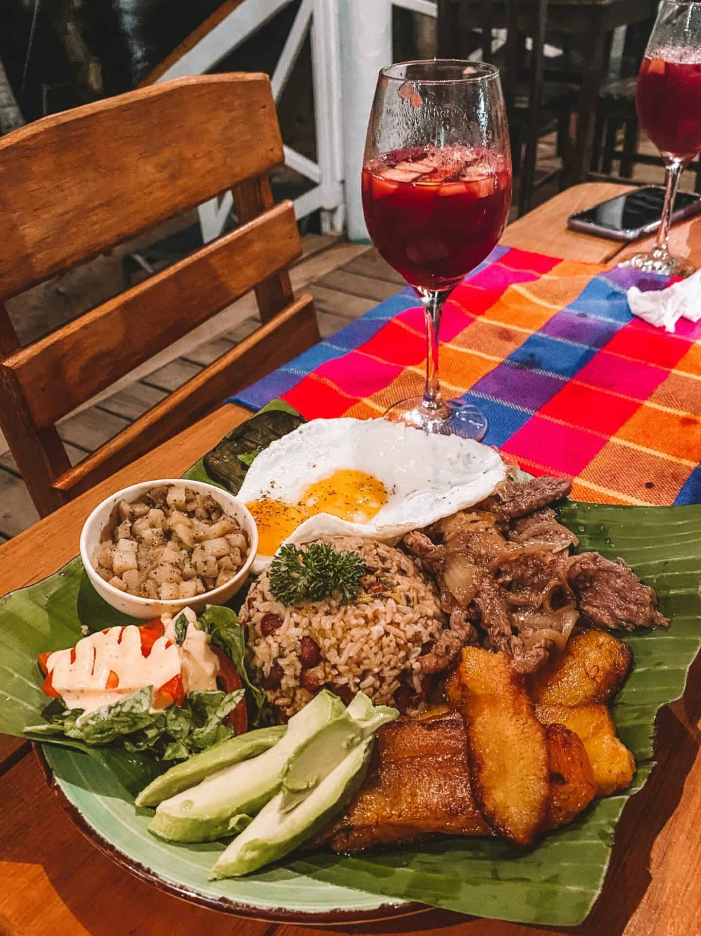 A hearty meal from Pura Vida one of the best restaurants in Roatan 