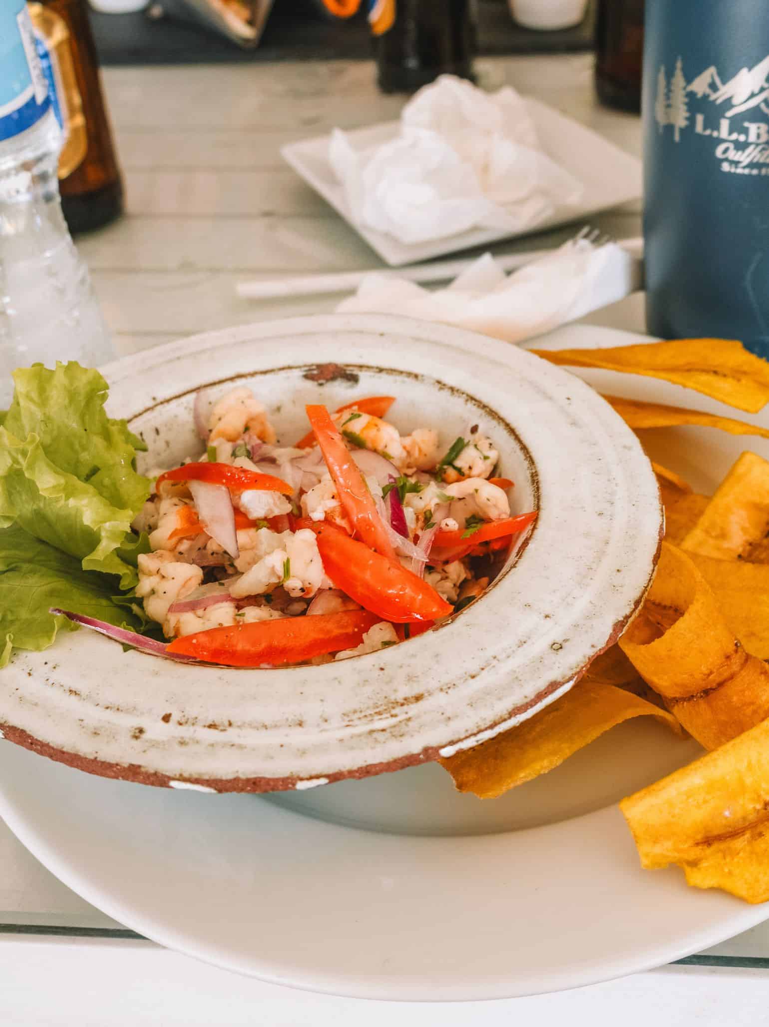 Fresh mix ceviche and fried plantains from Paradise. 