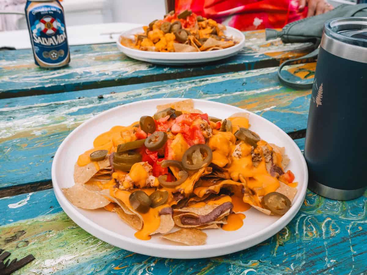 Lobster nachos from Hole in the Wall Roatan.