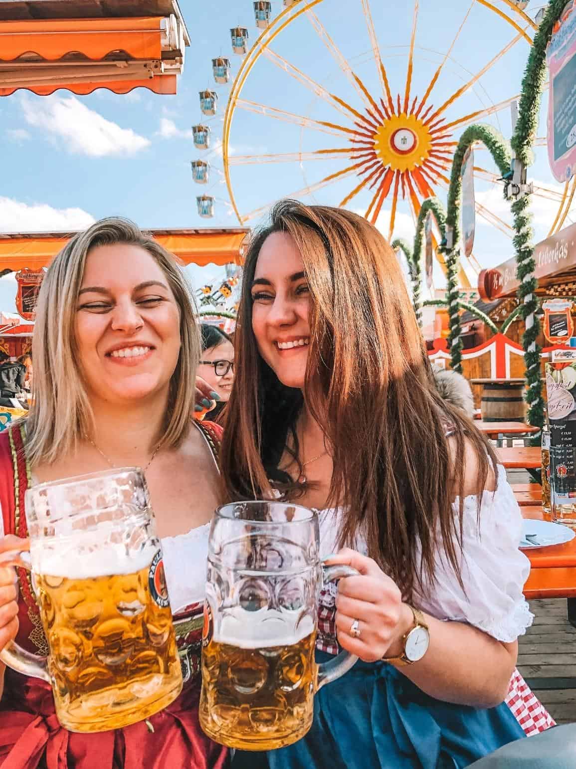 Me and a friend "prosting" our beer steins at Munich's Oktoberfest