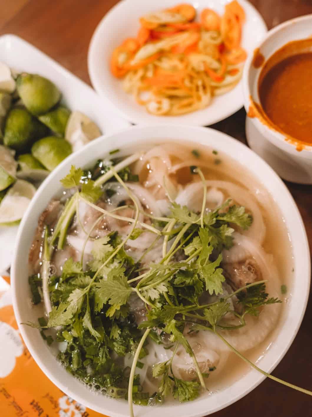 A delicious bowl of pho from Pho 10 Ly Quoc Su – some of the best street food in Hanoi