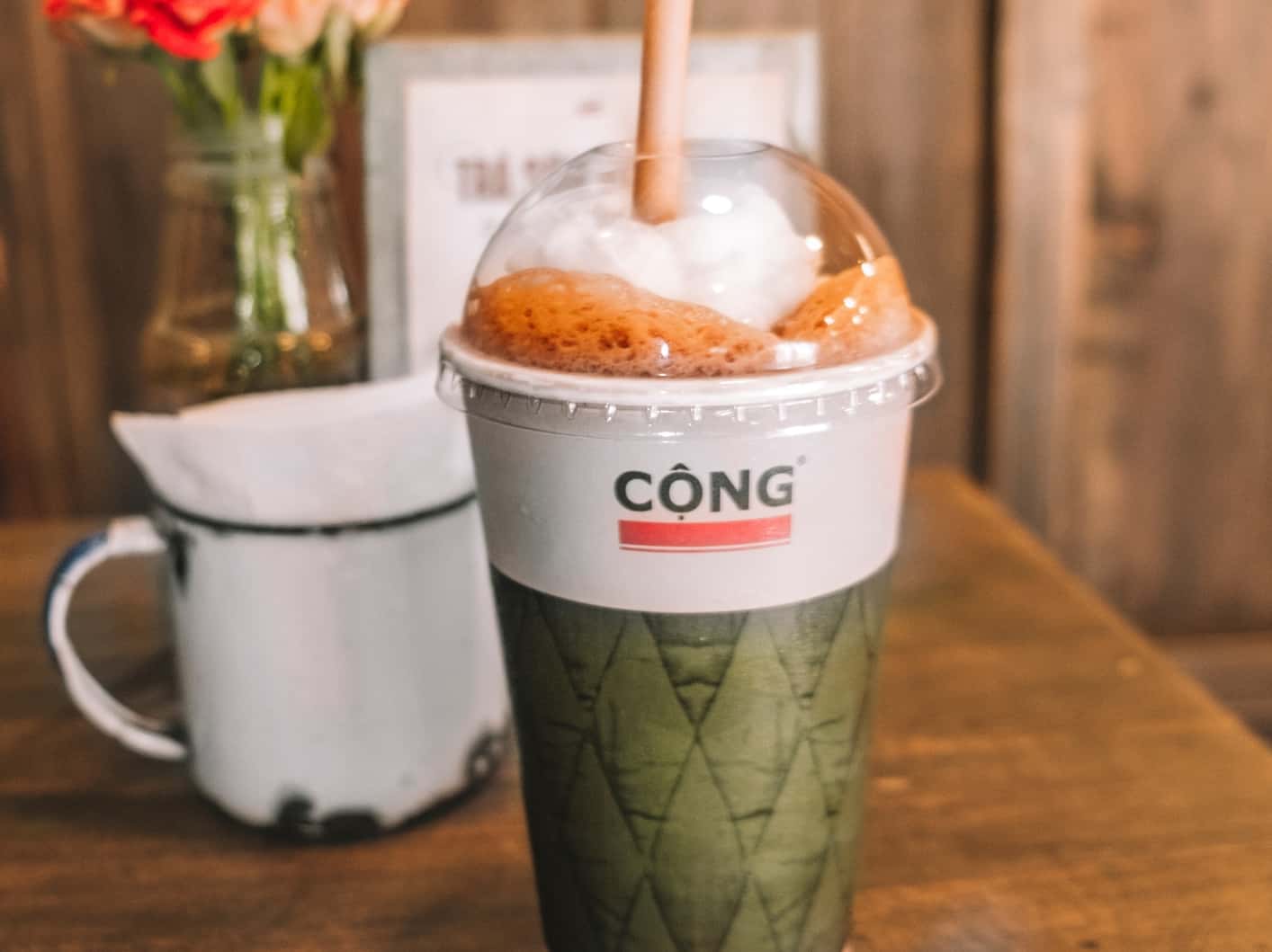 Iced coconut cream coffee at Cong Ca Phe – the Vietnamese Starbucks