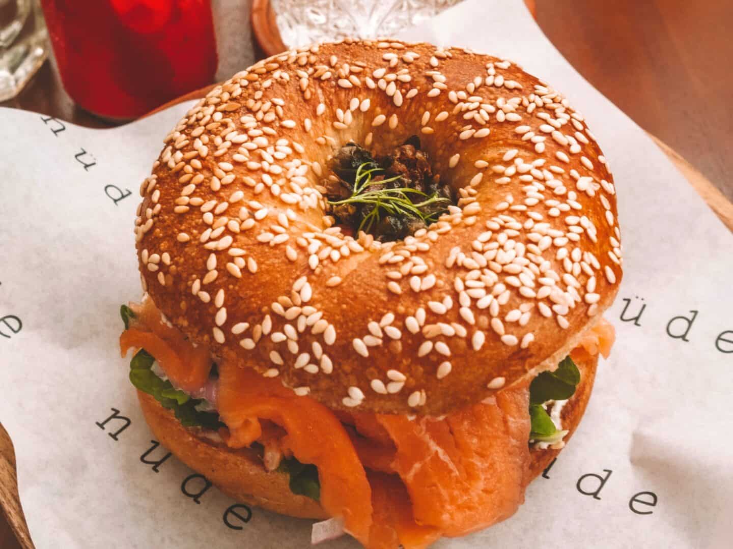 A bagel and lox from Nude Canggu 