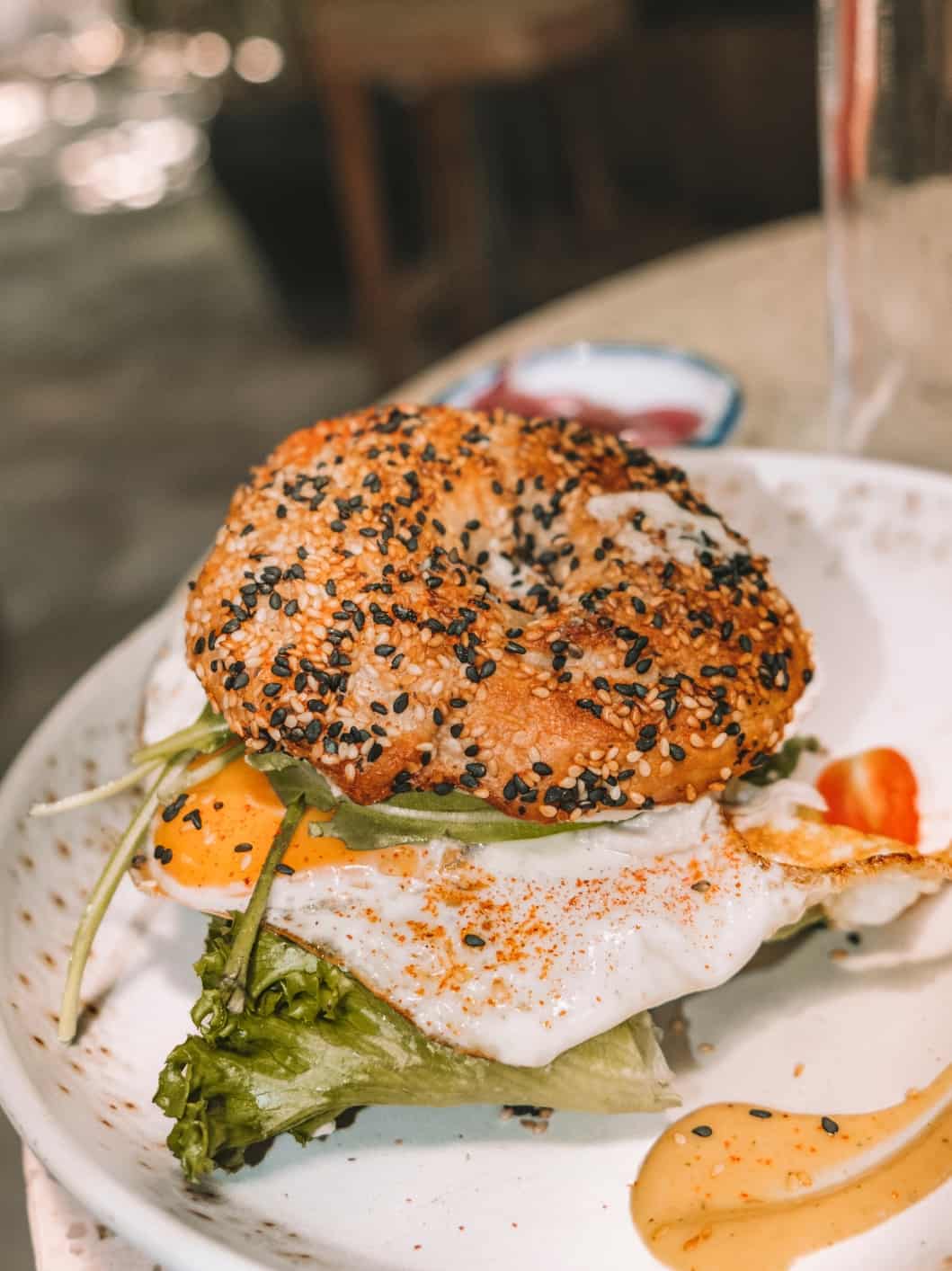 The Avo Bagel with fried egg from Buttercup by Rosie's in Hoi An Vietnam. 