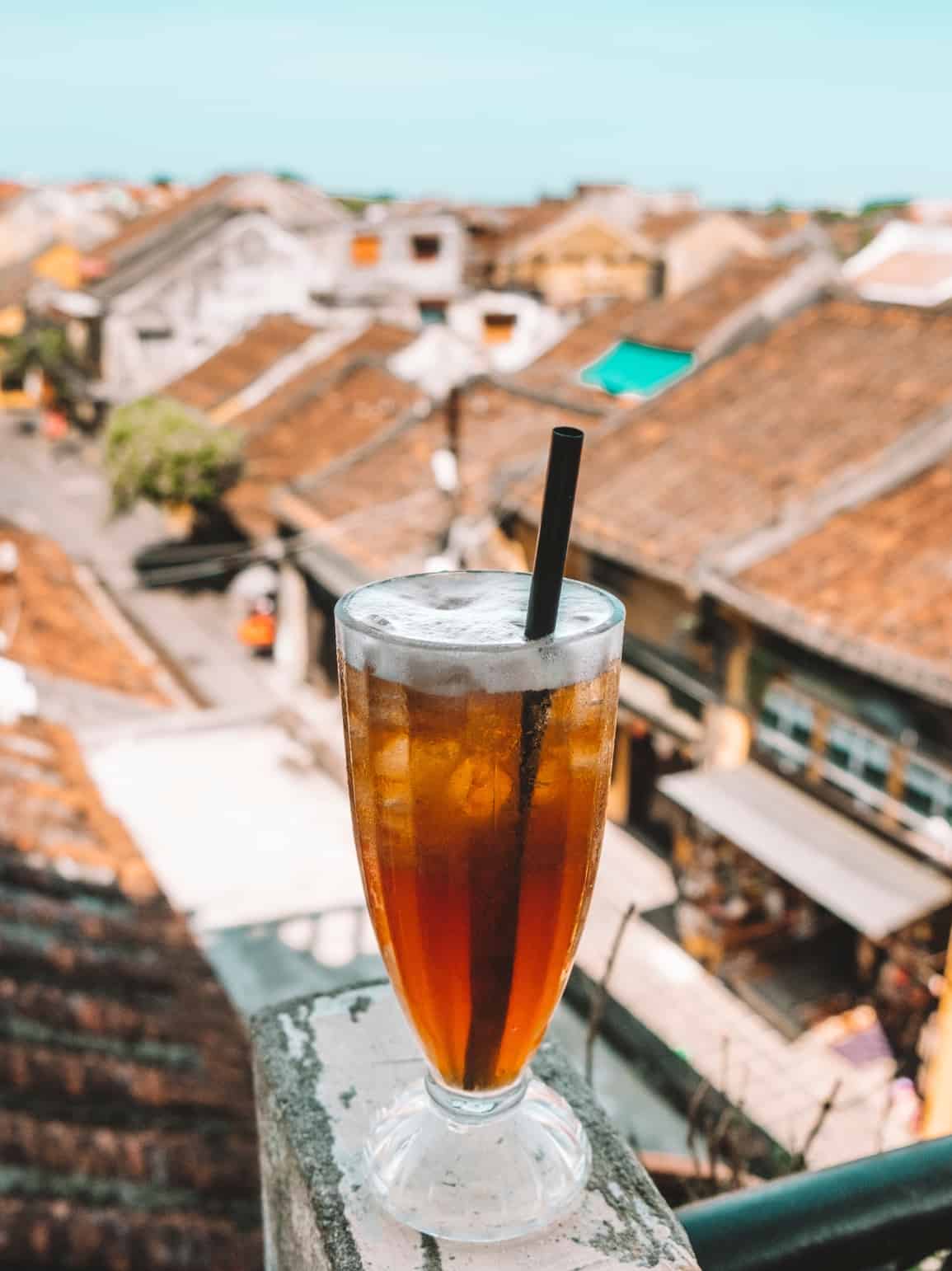 A tasty iced tea with a view from 92 Station in Hoi An. 