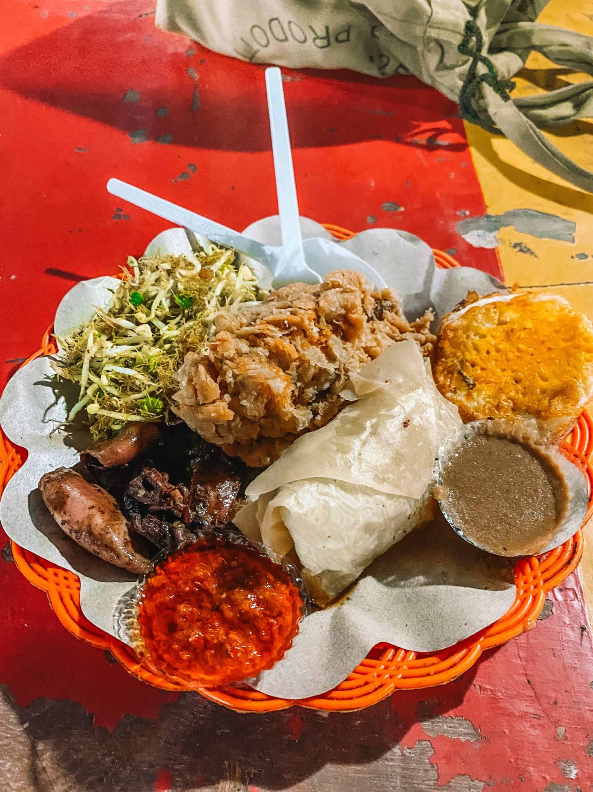 A heaping plate of local Indonesian food in Gili T. 