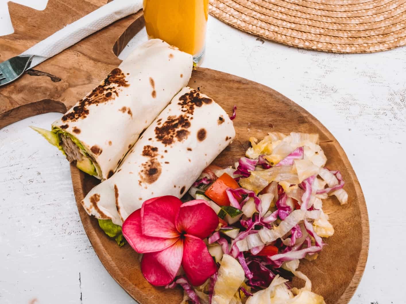 A tasty tuna salad wrap from Hellocapitano Lifestyle Cafe in Gili T