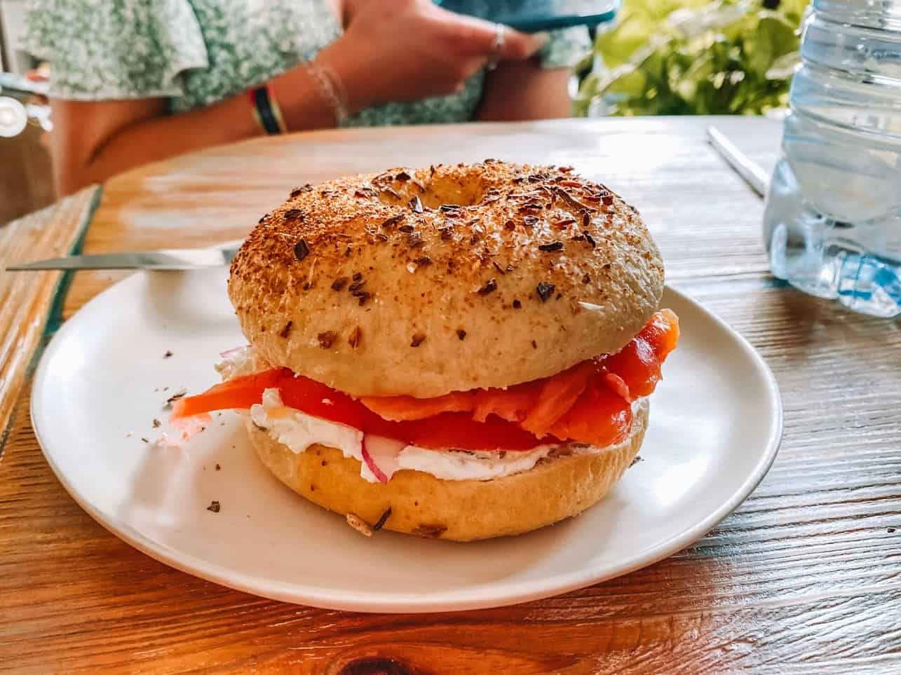 An everything bagel and lox from Pom Pom Bagels in Lagos. 