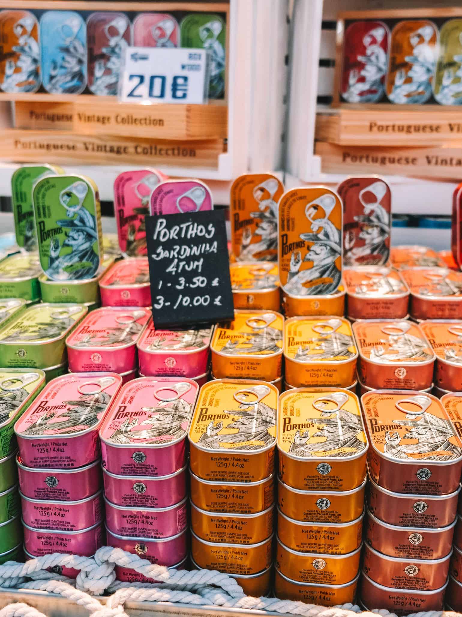 Canned sardines from the Mercado do Bolhão in Porto. 