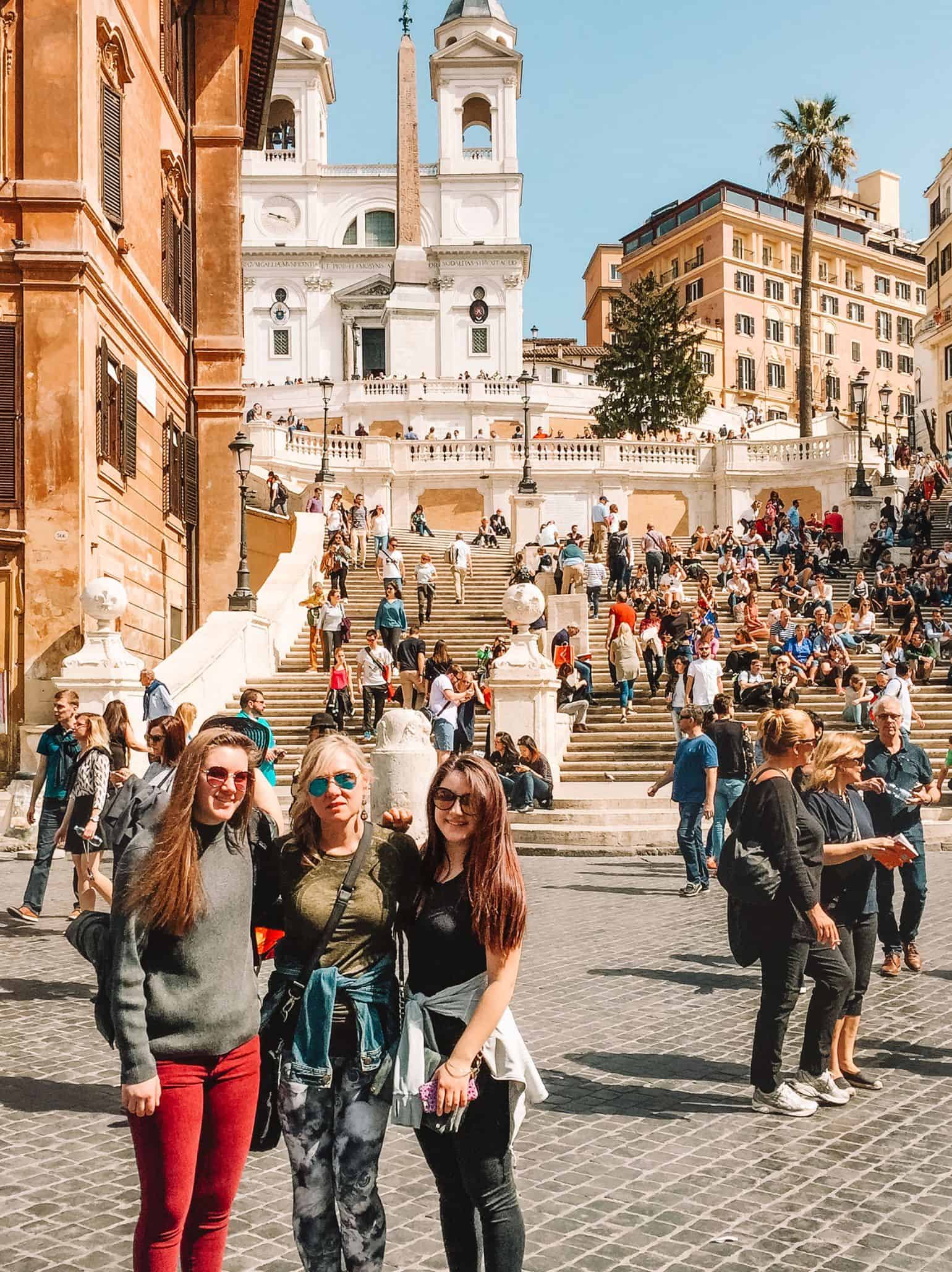 Standing in front of the Spanish Steps with my mom and my sister back in 2017. 
