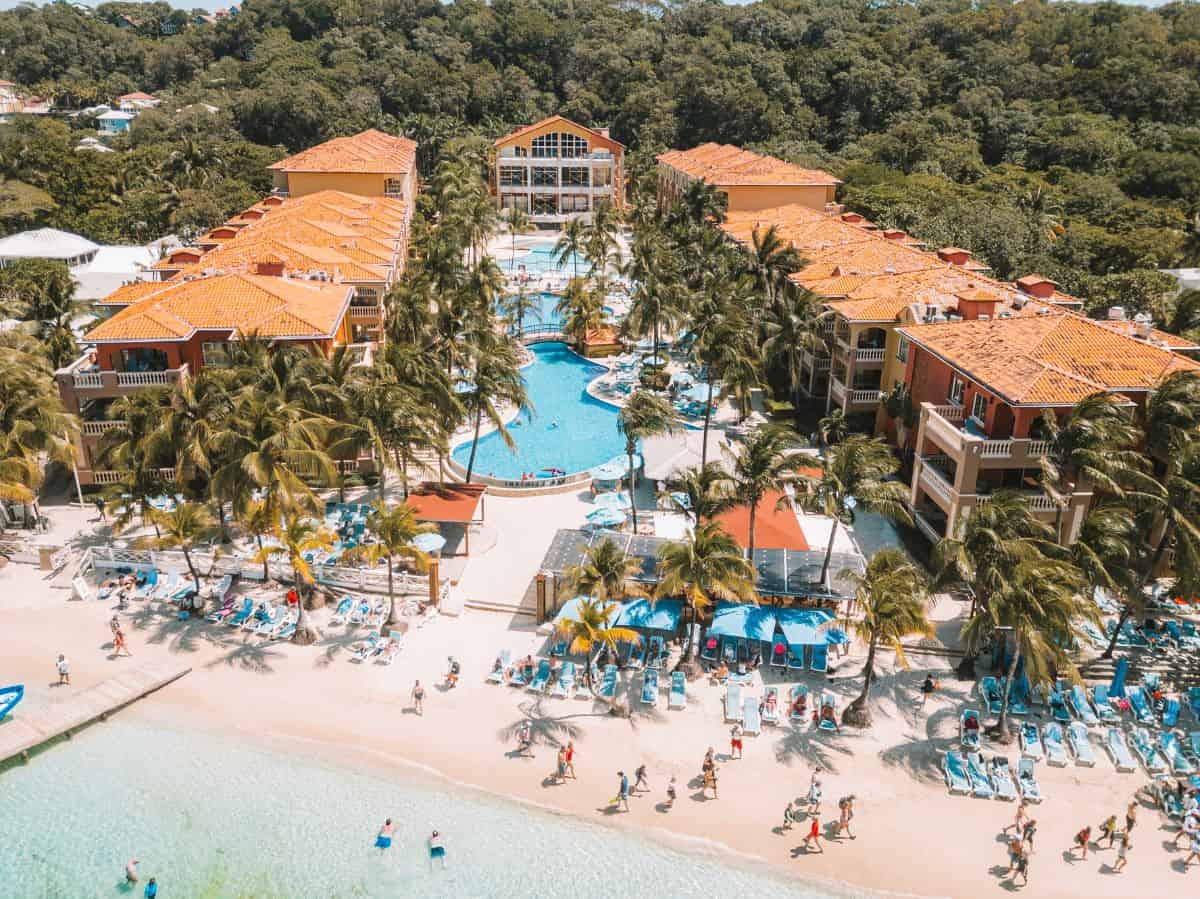 An aerial shot of Infinity Bay Resort in West Bay. 