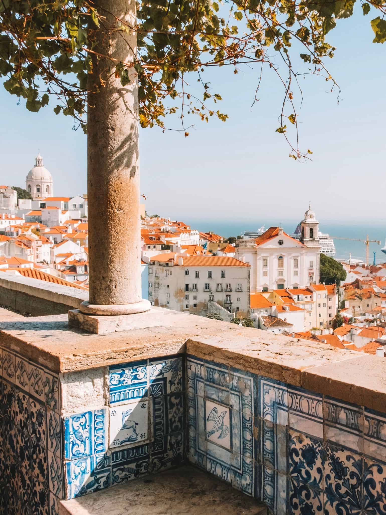 Views from the Miradouro de Santa Luzia, one of the best viewpoints in Alfama. 