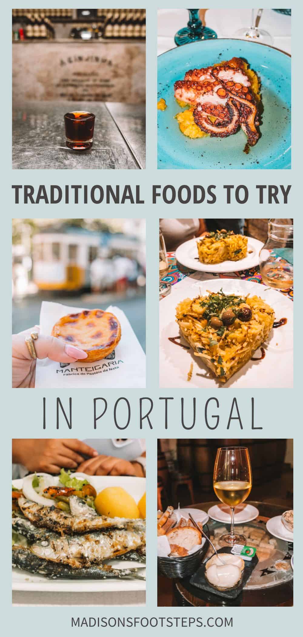 Pinterest image for the best traditional Portuguese foods blog post.