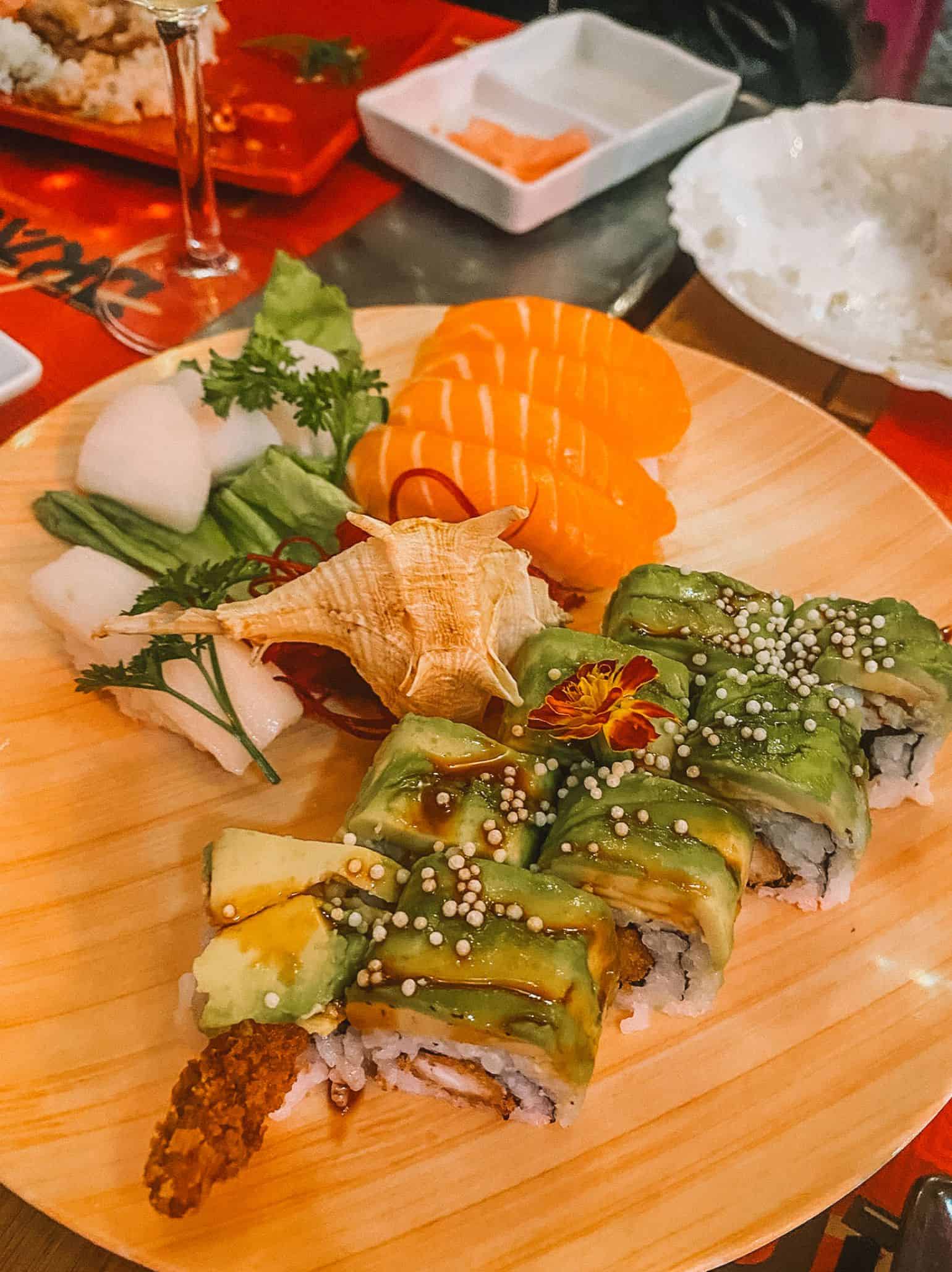 A California roll and nigiri from Dragon Sushi. 