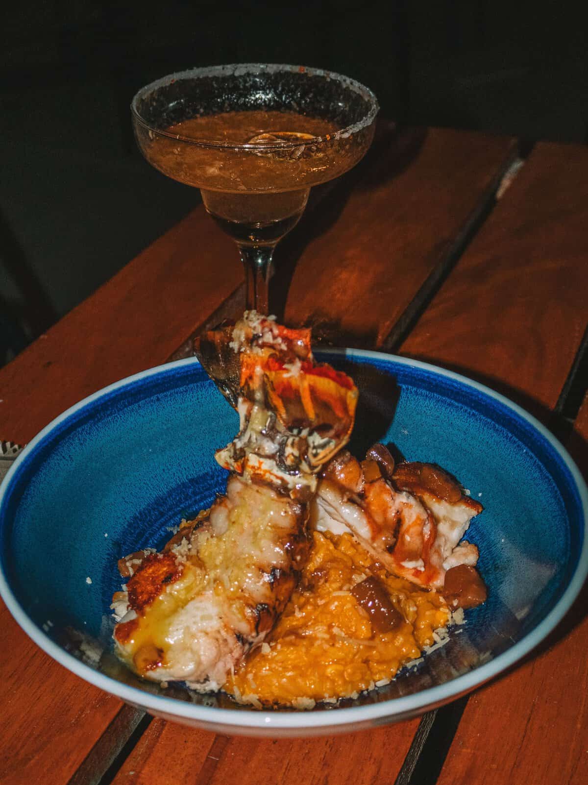 Risotto with grilled lobster tails from Burukuka Santa Marta. 